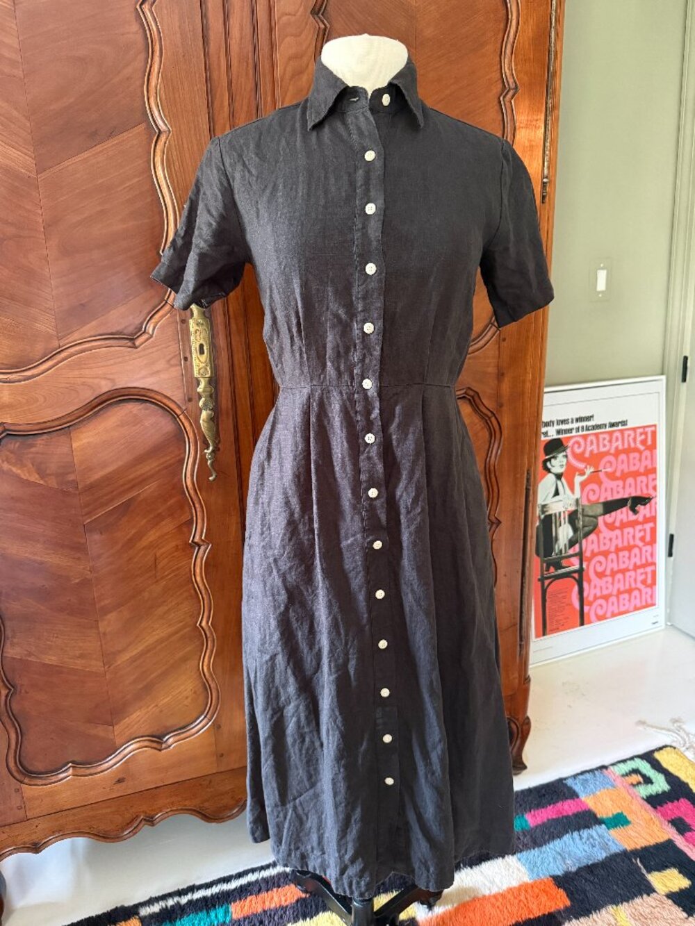 Ilana Kohn Black Linen Iris Shirt Dress Size XS